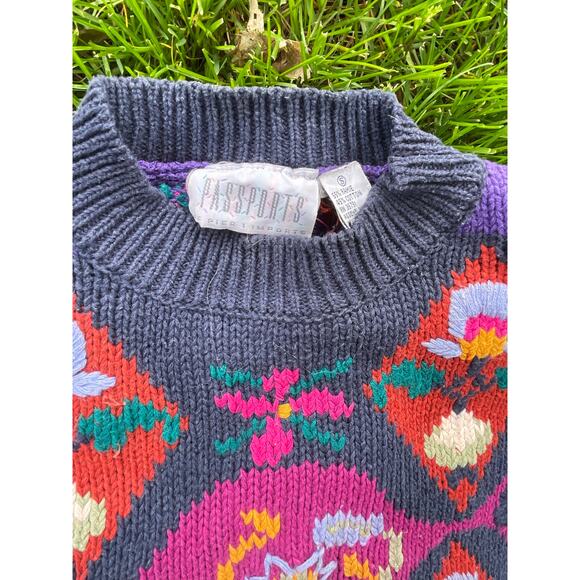 vintage Pier 1 Imports Passport Sweater Size Small - Picture 4 of 16